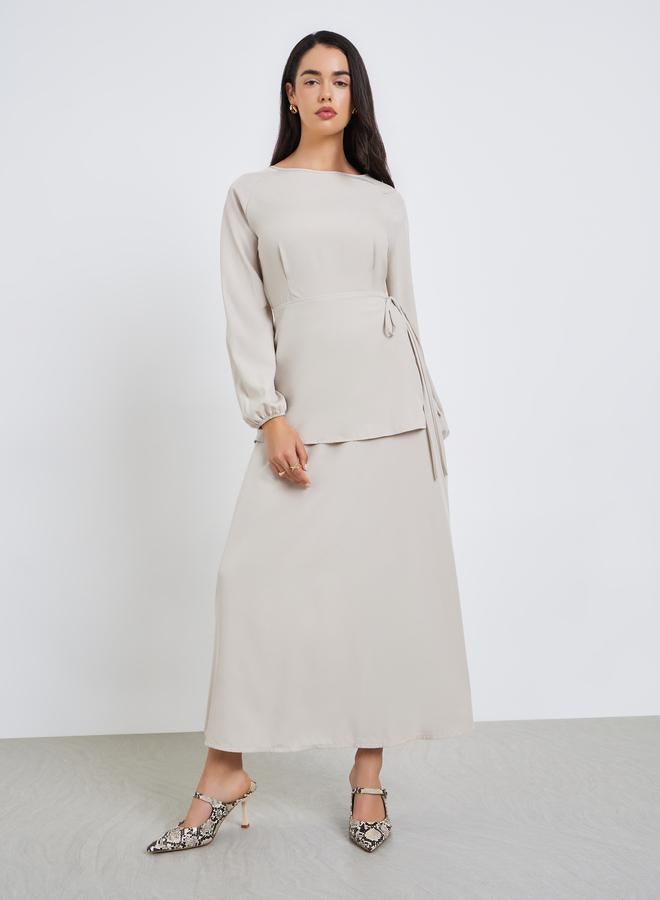 ستايلي فستان طويل بتفاصيل أربطة - Image 3